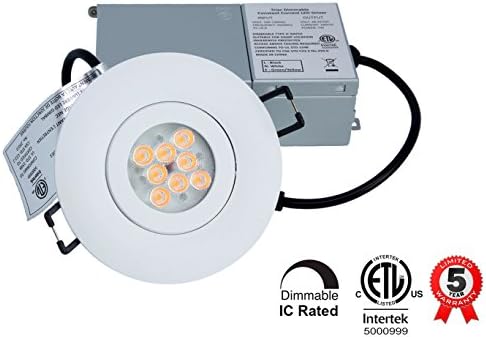 YUURTA 3-Inch 7W 3000K (Warm White) 120V Dimmable Gimbal Adjustable Recessed LED Downlight with Remote Driver in Junction Box 670 Lumens Retrofit Lighting Ceiling Fixture ETL Listed IC Rated