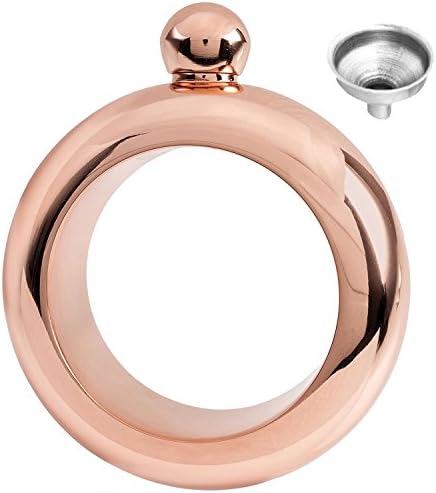 Nozel FLASK BRACELET BANGLE - Hip Flask For Women With Funnel - Stainless Steel with Handmade Rhinestone Cap - Spill Proof - Hide Wine, Alcohol (3.5oz of Hidden Liquor) (Rose Gold)