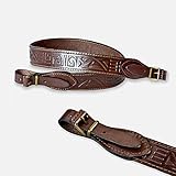 VVV-Group Total Sale!Real Leather Rifle Sling with Embossed Design for Hunting, Shooting Sport (Luxury Brown)