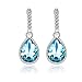 Pealrich Teardrop Fashion Jewelry Dangle Love Earrings with Swarovski Crystal, for Her (Blue)