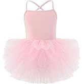 KARETT Girls Toddler Ballet Tutu Skirt Leotards V-Neck Camisole Dance Outfit Ballerina Dress, Gradient 1-7Years