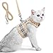 Unihubys Cat Harness with Leash Set- Adjustable Soft Mesh Material with Strong D-Ring for Peace of Mind, Great for Walking (S, Beige)