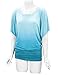 WT1052 Womens Round Neck Short Sleeve Dip-Dye Dolman Top XXL AQUA