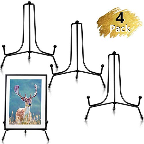 Upgraded 6 Inch Anti-Slip Plate Holder Display Stand, BUVE Decorative Plate Stand, Easel Picture Frames Photo Holder for Displays, Black Small Book Easel for collectiblesï¼Œ4 Pcs