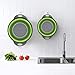 LEARJA Collapsible Colander, 2 Collapsible Set, Food-Grade Silicone kitchen Strainer Space-Saver Folding Strainer Colander, Sizes 8 inches - 2 Quart, and 9.5 inches - 3 quart,2 hooks(Green)