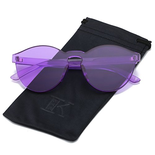 LKEYE-Fashion Party Rimless Sunglasses Transparent Candy Color Eyewear LK1737 Purple Frame