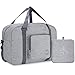 WANDF Foldable Travel Duffel Bag Luggage Sports Gym Water Resistant Nylon (C-Light Grey Denis)