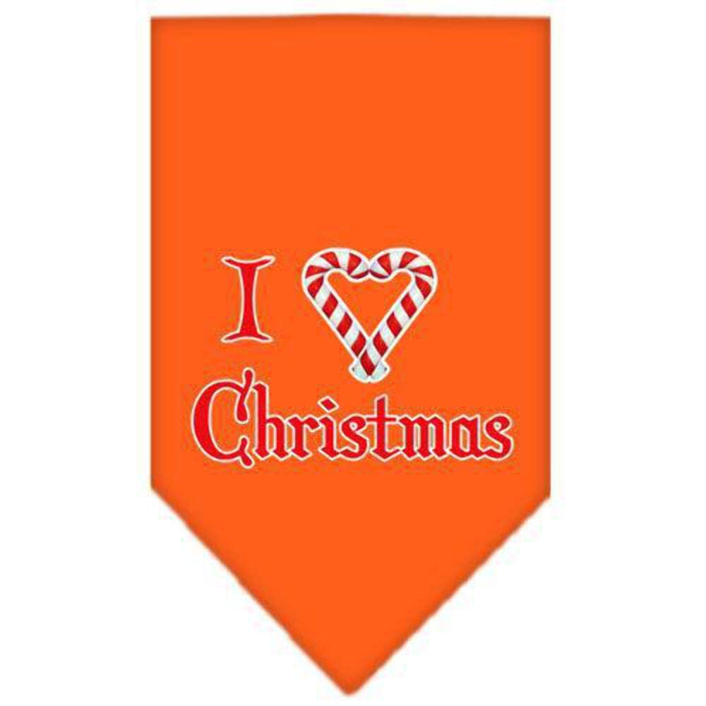 Mirage Pet Products Heart Christmas Screen Print Bandana for Pets, Large, Orange