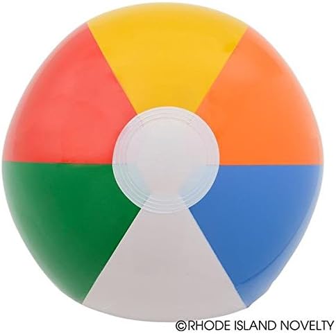 16" Beach Balls ~ One Dozen (12) Multi-color Beach Ball Inflates ~ 6 Panel Traditional Style Rainbow Beach Balls ~ Pool Decor Beach Favor Water Play Fun Outdoor Birthday Wedding Graduation Party