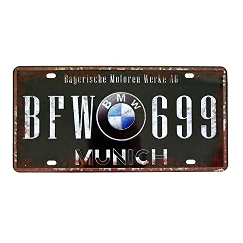 Ayiguri Vintage Feel Wall Decor Car Vehicle License Plate SPTE Souvenir Tinplate Metal Sign Poster Plaque 12 x 6 Inches (BMW)