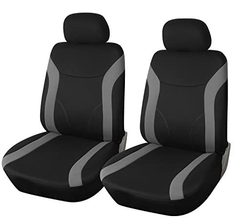 Upgrade4cars Universal Front Car Seat Covers Black Grey | Universal Seat Cover Set for Driver and Passenger | Interior Car Accessories