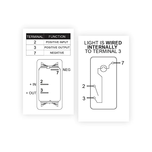 Carling-Rocker-Switch-Illuminated-Red-or-Blue-V1D1-Contura-II-SPST-3-terminals-sealed-waterproof-dusproof-12V-dc