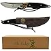Elk Ridge - Outdoors Fixed Blade Knife - 7.25-in Overall, 3-in Satin Finish Stainless Steel Blade, Jig Bone and Wood Handle, Black Leather Sheath - Hunting,. Camping, Survival - ER-088