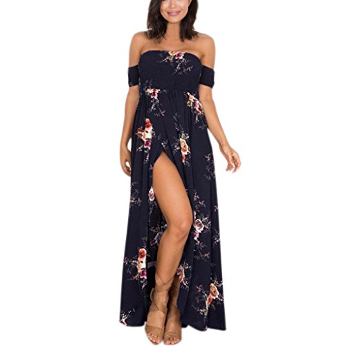 Clearance Sale! Wintialy Large Size Women Boho Off Shoulder Floral Dress Ladies Long Maxi Dress