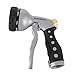 Premium Garden Hose Nozzle – All Metal Spray Gun Design. 8 High Pressure Spray Patterns. Pistol Grip Front Trigger w/Hands Free Clip. Solid Brass Flow Control Knob. Guaranteed Leak Proof. (Gray)