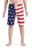 Kwong Wah Big Boys' American Flag Swim Trunks Beach Shorts