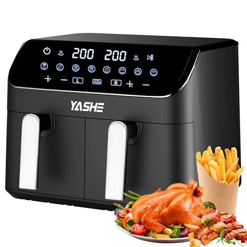 Freidora de Aire con Compartimento Doble, 9L Dual Air Fryer con Función SYNC, 8 en 1 Preajustes de Cocción Pantalla Táctil Freidora Aire, Cocción Rápida y Saludable Freidora Sin Aceite