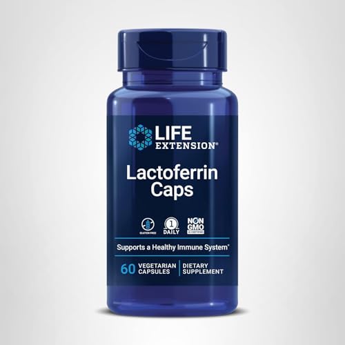 Life Extension Lactoferrin Caps, Healthy Immune Response, GI Support, Vision Health, Gluten-Free, Non-GMO, 1-Daily, Vegetarian, 60 Capsules