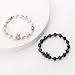Gemfeel 8mm Black Labradorite & White Howlite CZ Her King/His Queen 8mm Beads Couple Bracelet, 7.6