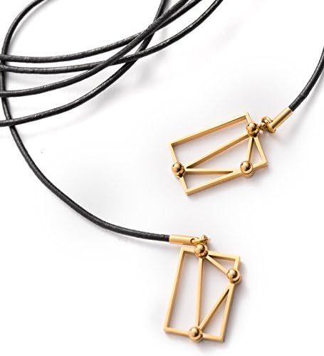 Constellations LA 24k Gold-Plated Black Leather Adjustable Triangulum Choker Necklace for Women Girls Teens