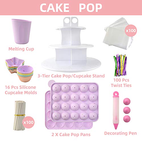 Complete Cake Pop Maker Kit with 3 Tier Cake Stand, Chocolate Candy