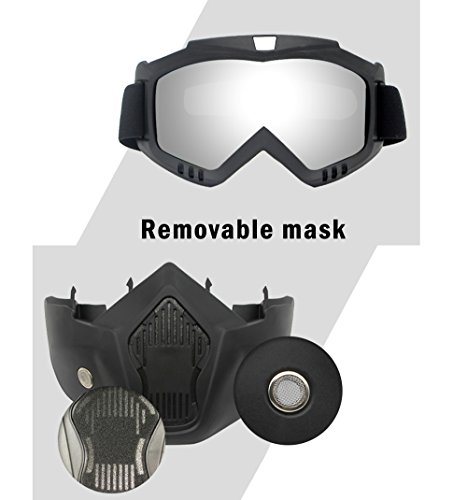 image for Comfysail Motorcycle Mask with Detachable Goggles and Mouth Filter Fog