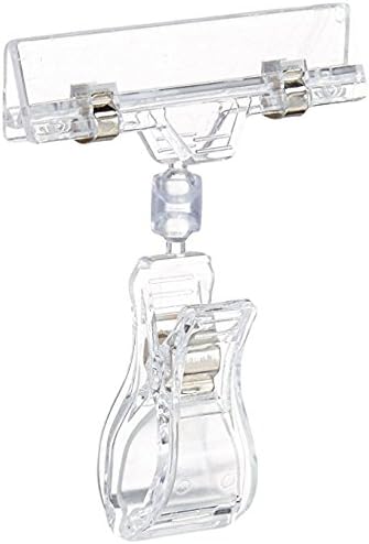 Professional Display 40pcs Clear Acrylic Clip-On Sign Holders with 360 Degree Rotating, POP Label Display Clip,Sign Stand Holder