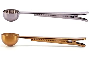 CHAIZONED Stainless Steel Tea & Coffee Scoop with Bag Clip - Measuring Spoons for Grounds, Beans - Multifunctional Kitchen Ac