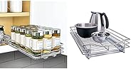 Lynk Professional Slide Out Spice Rack Upper Cabinet Organizer, 6-1/4" Single, Chrome & Organizer Pul