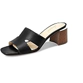 Cervigado Heeled Sandals for Women Block Heel Mule Sandal Open Square Toe Chunky Heels Low Heel Women Dressy Sandals Comfy Summer Shoes for Party