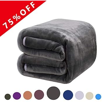 DREAMFLYLIFE Luxury Fleece Blanket 380GSM Winter Thick Blanket Super Soft Blanket Bed Warm Blanket Couch Blanket for All Season Dark Grey Queen-Size, 90x90 in