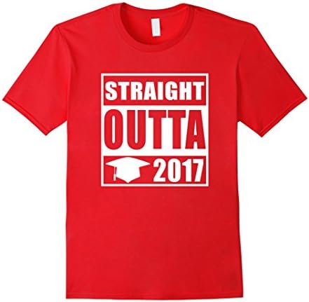 Men's Straight outta 2017, funny Graduation T-Shirt 3XL Red