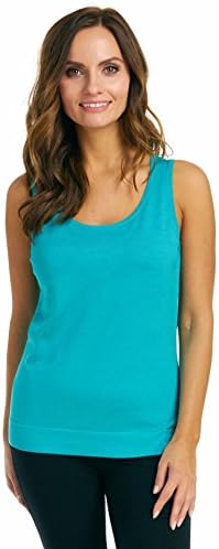 August Silk Women's Sleeveless Round Neck Silk Blend Twin Shell, Ceramic Aqua, Large