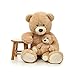 FAYEYE 39 inches Mother and Baby Bear Giant Teddy Bear Stuffed Animal Toys for Kids Girl Light Brown