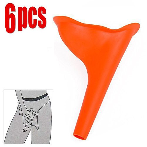PRINTEMPS 6 Pack Orange Female Portable Urination Device, Pee Piss Standing up, Reusable Urinal Funnel for Women for Travel, Outdoor Activities, Camping, Hiking, Festivals - Thumbnail 3