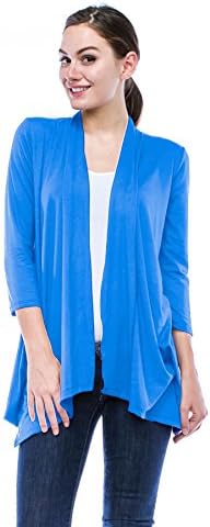 J Doe Style Womens Lightweight 3/4 Sleeve Open Front Cardigan, 1X, Turquoise