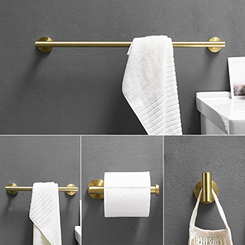 AIMADI 4-Piece Bathroom Accessories Set,Stainless Steel Hardware Set Wall Mounted, Brushed Gold Finish
