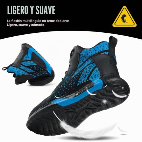 COOU Safety Boots Men Women Comfortable Work Shoes Steel Toe Lightweight Breathable Footwear Sports Safety | Botas Trabajo Punta Acero, Malla Transpirable, Calzado de Seguridad Caña Alta para Logística, Almacén & Industria