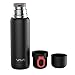 VAVA Stainless Steel Thermos with Two Serving Cups Lid Travel Mug, 17oz Insulated Double Walled Vacuum Water Bottle-24 Hours Hot Keeping, 1 Count (Pack of 1), Black