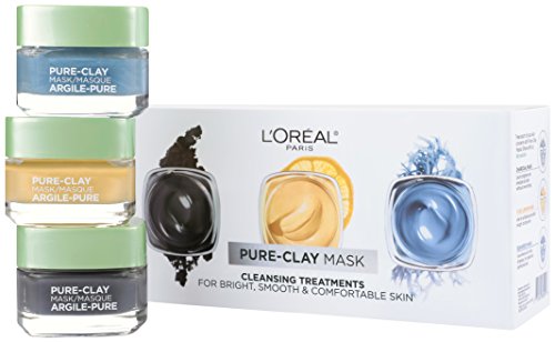 L'Oreal Paris Skin Care Pure-Clay Face Mask Set Includes Face Mask With Charcoal, Face Mask With Yuzu Lemon and Face Mask With Seaweed, 1 Kit