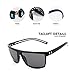 Tacloft Polarized Sunglasses for Men Driving Glasses Shades 62mm TR008 (Black White Frame/Black Lens)