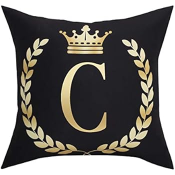 BLEUM CADE Black Pillow Cover Throw Pillow Case English Alphabet C Throw Pillow Case Modern Cushion Cover Square Pillowcase Decoration for Sofa Bed Chair Car