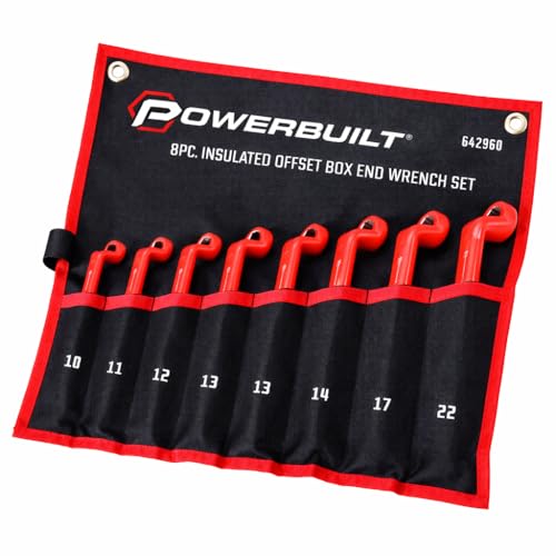 Powerbuilt 8-Piece Box End Insulated VDE Wrench Set, Rated for 1000V, Sizes 10m…