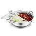 Shabu Shabu 18/10 Stainless Steel & Glass Lid Hot Pot With Divider And Ladles, 13 inch, By Bruntmor