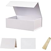 UoeRing 1 Pcs White Gift Box,9.5x6x3 Magnetic Gift Box for Presents with Lids Rectangle Collapsible for Bridesmaid Proposal Box,Wedding,Christmas,Birthday Gift Packging with Ribbon Card Envelope