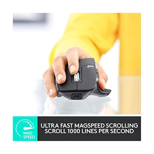 Logitech-MX-Master-3-Advanced-Wireless-Mouse-Bluetooth-or-24GHz-USB-Receiver-Ultrafast-Scrolling-4000-DPI-Any-Surface-Tracking-Ergonomic-7-Button-Rechargeable-PCMacLaptopiPadOS-Dark-Grey Logitech MX Master 3 Advanced Wireless Mouse