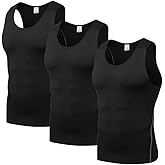 YEL Compression Tank Top for Men Bodybuilding Gym Athletic Tight Undershirts Workout Tops