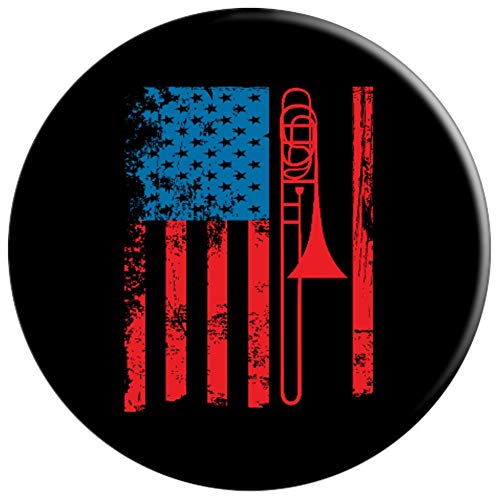 Trombone Player USA Flag Gift Accessories for Men Women Kids PopSockets Grip and Stand for Phones and Tablets