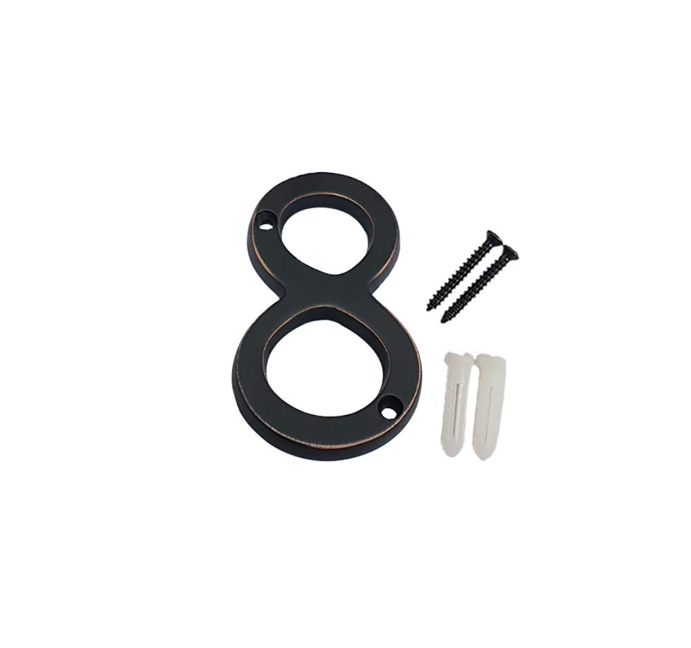 QCAA Traditional Heavy Solid Brass House Number 8, 4", Venetian Bronze, 1 Pack, Made in Taiwan