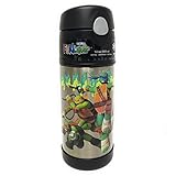 Thermos FUNtainer Teenage Mutant Ninja Turtles Bottle With Straw, Black, 12 Ounces
